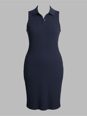 Nick & Sarah Plus 3x Navy Ribbed Bodycon Polo Midi Dress Stretch Casual